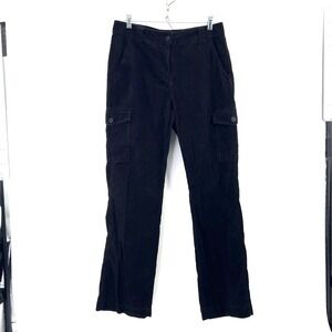 Vintage Calvin Klein Jeans Corduroy Cargo Pants Women 10 Black Bootcut CK Y2K